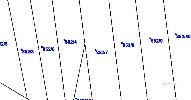 Parcela st. 852/7 v KÚ Částkov, Katastrální mapa