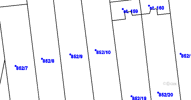 Parcela st. 852/10 v KÚ Částkov, Katastrální mapa