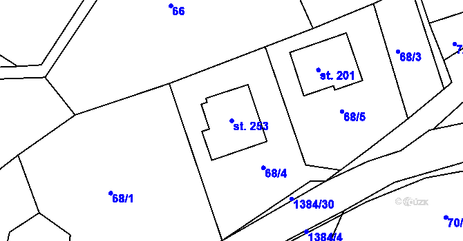 Parcela st. 253 v KÚ Částkov, Katastrální mapa