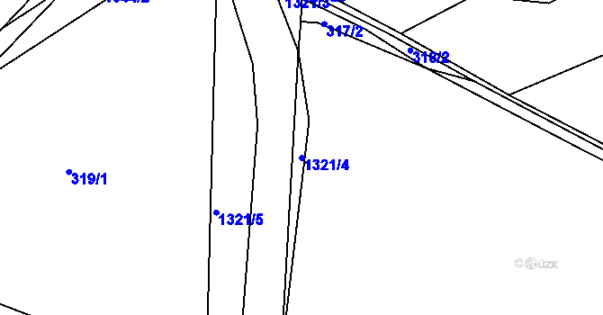 Parcela st. 1321/4 v KÚ Částkov, Katastrální mapa