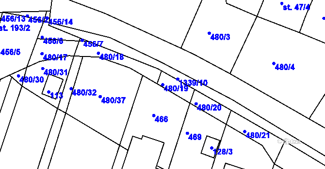 Parcela st. 480/19 v KÚ Částkov, Katastrální mapa