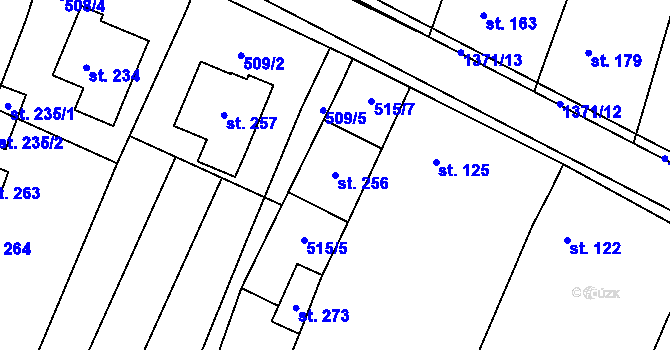 Parcela st. 256 v KÚ Částkov, Katastrální mapa