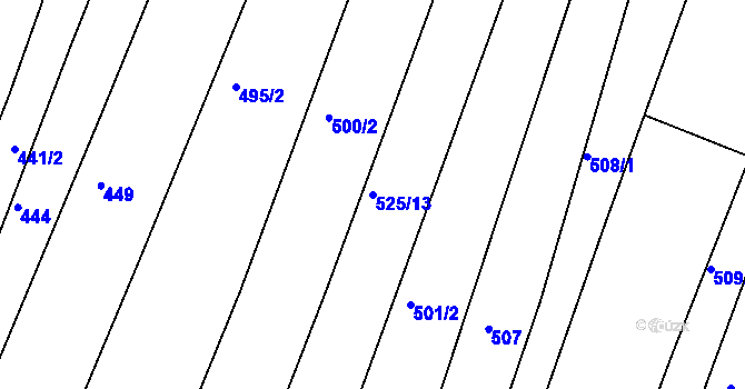 Parcela st. 525/13 v KÚ Částkov, Katastrální mapa