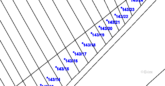 Parcela st. 143/18 v KÚ Částkov, Katastrální mapa