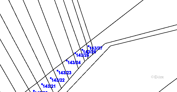 Parcela st. 143/27 v KÚ Částkov, Katastrální mapa