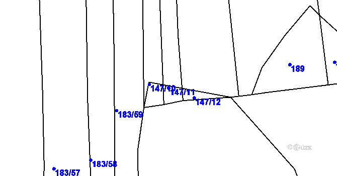Parcela st. 147/11 v KÚ Částkov, Katastrální mapa
