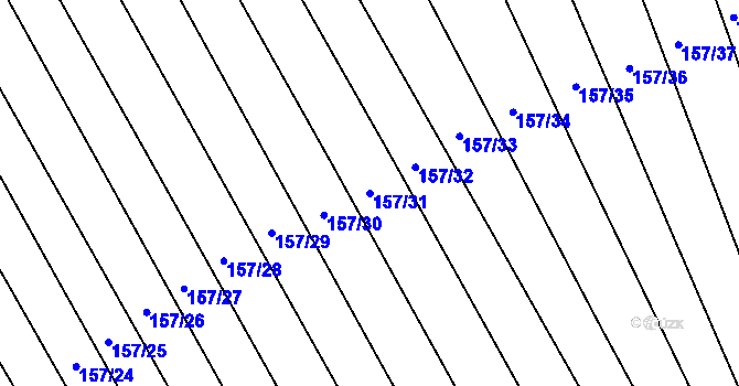 Parcela st. 157/31 v KÚ Částkov, Katastrální mapa