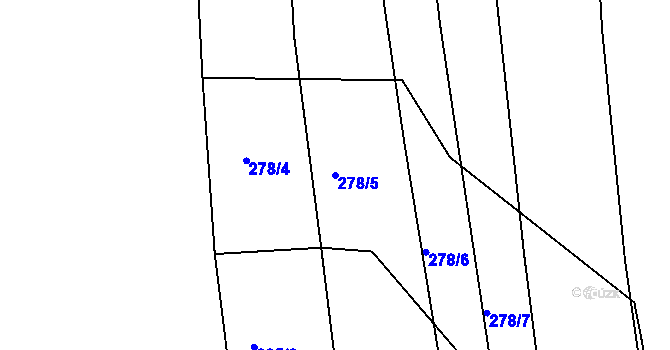 Parcela st. 278/5 v KÚ Částkov, Katastrální mapa