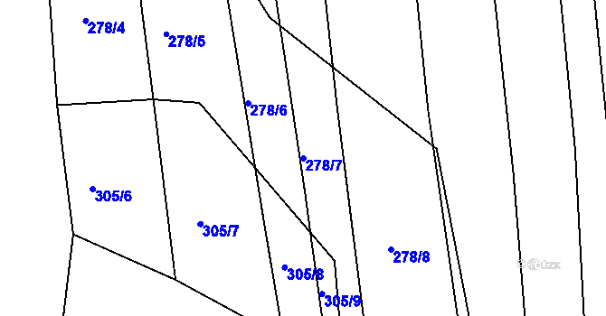 Parcela st. 278/7 v KÚ Částkov, Katastrální mapa