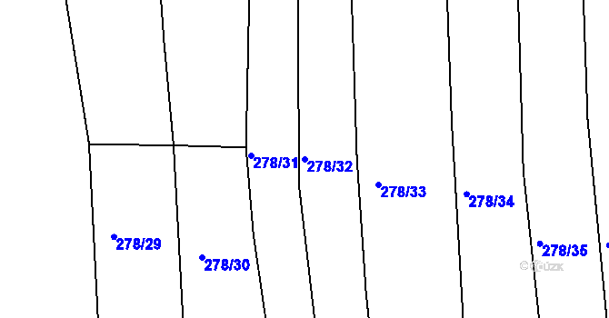 Parcela st. 278/32 v KÚ Částkov, Katastrální mapa