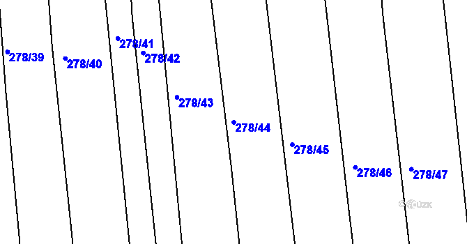 Parcela st. 278/44 v KÚ Částkov, Katastrální mapa