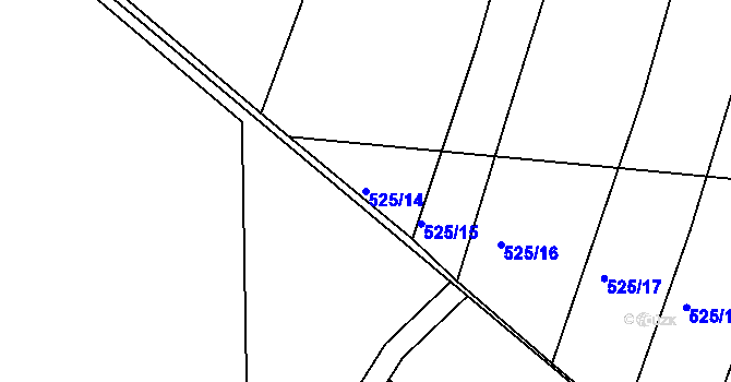 Parcela st. 525/14 v KÚ Částkov, Katastrální mapa