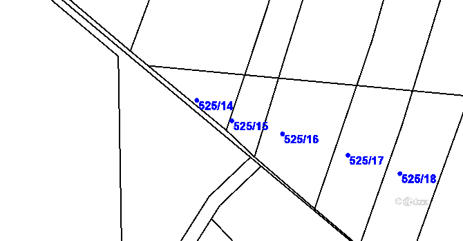 Parcela st. 525/15 v KÚ Částkov, Katastrální mapa