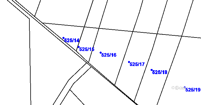 Parcela st. 525/16 v KÚ Částkov, Katastrální mapa