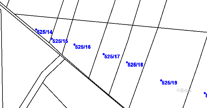 Parcela st. 525/17 v KÚ Částkov, Katastrální mapa