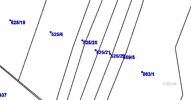 Parcela st. 525/21 v KÚ Částkov, Katastrální mapa