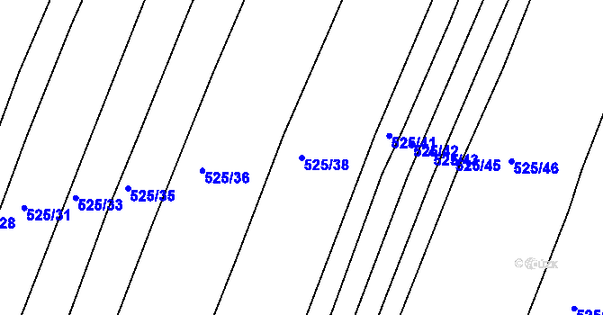 Parcela st. 525/38 v KÚ Částkov, Katastrální mapa