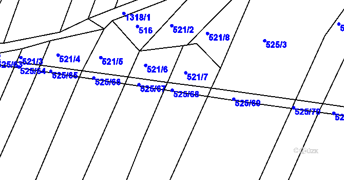 Parcela st. 525/68 v KÚ Částkov, Katastrální mapa