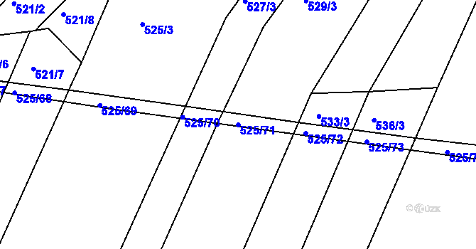Parcela st. 525/71 v KÚ Částkov, Katastrální mapa