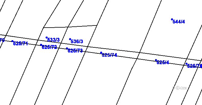 Parcela st. 525/74 v KÚ Částkov, Katastrální mapa