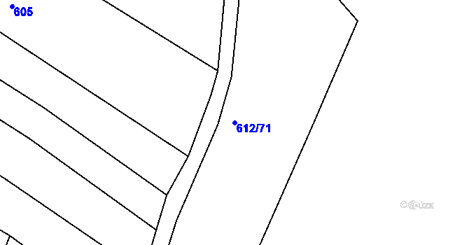 Parcela st. 612/71 v KÚ Částkov, Katastrální mapa