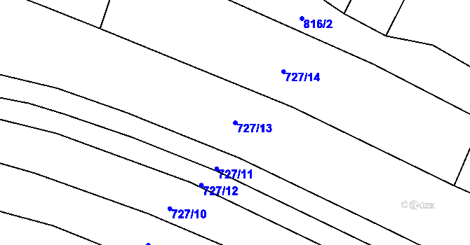 Parcela st. 727/13 v KÚ Částkov, Katastrální mapa