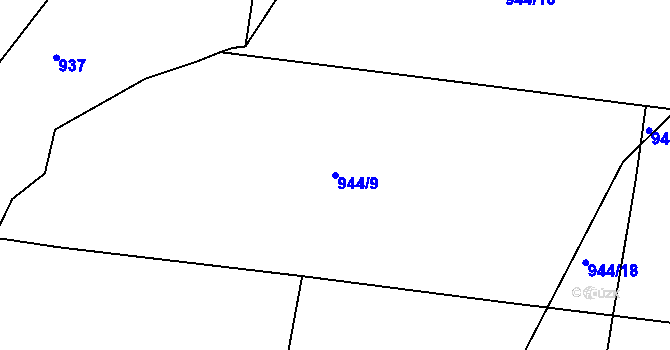 Parcela st. 944/9 v KÚ Částkov, Katastrální mapa