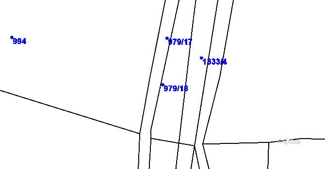 Parcela st. 979/18 v KÚ Částkov, Katastrální mapa