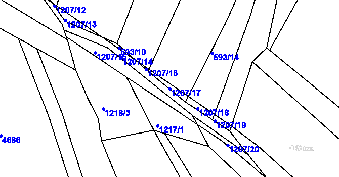 Parcela st. 1207/17 v KÚ Částkov, Katastrální mapa