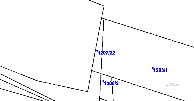Parcela st. 1207/22 v KÚ Částkov, Katastrální mapa