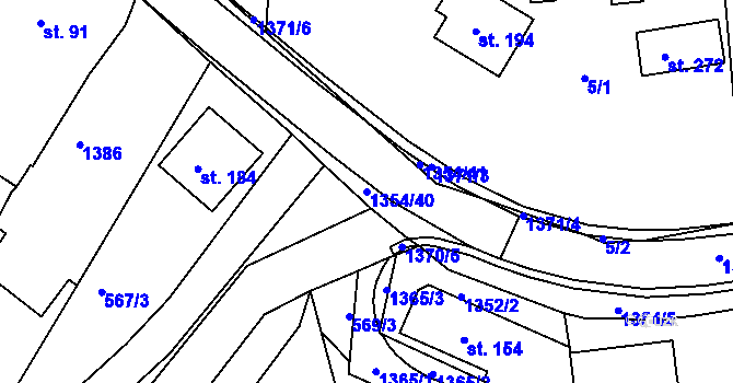 Parcela st. 1354/40 v KÚ Částkov, Katastrální mapa