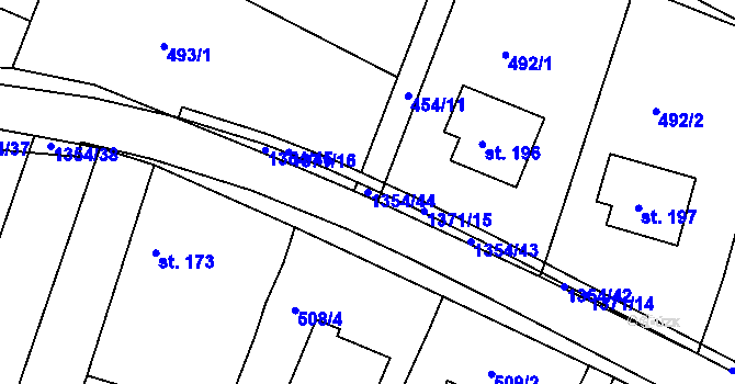 Parcela st. 1354/44 v KÚ Částkov, Katastrální mapa