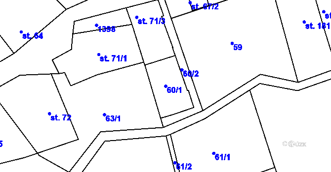 Parcela st. 60/1 v KÚ Částkov, Katastrální mapa