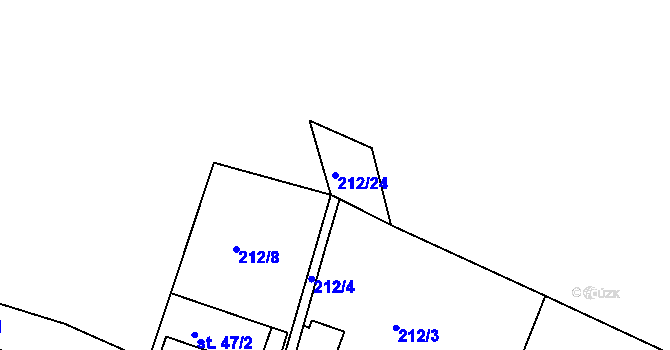 Parcela st. 212/24 v KÚ Částkov, Katastrální mapa