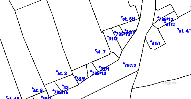 Parcela st. 7 v KÚ Částkovice, Katastrální mapa