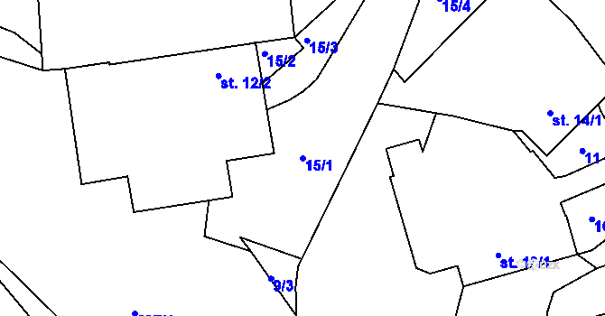 Parcela st. 15/1 v KÚ Částkovice, Katastrální mapa
