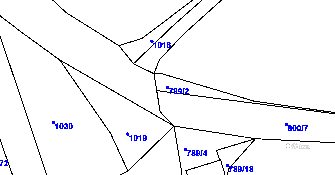 Parcela st. 789/2 v KÚ Částkovice, Katastrální mapa