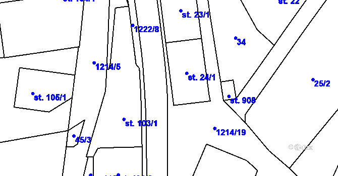 Parcela st. 24/2 v KÚ Častolovice, Katastrální mapa
