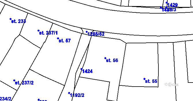 Parcela st. 56 v KÚ Častolovice, Katastrální mapa