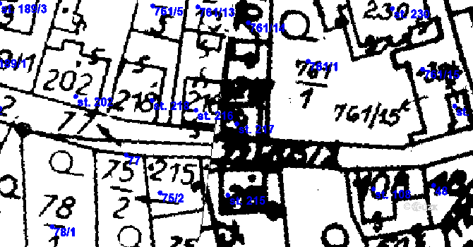 Parcela st. 217 v KÚ Častolovice, Katastrální mapa