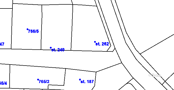 Parcela st. 262 v KÚ Častolovice, Katastrální mapa