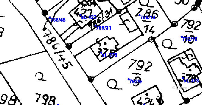 Parcela st. 375 v KÚ Častolovice, Katastrální mapa