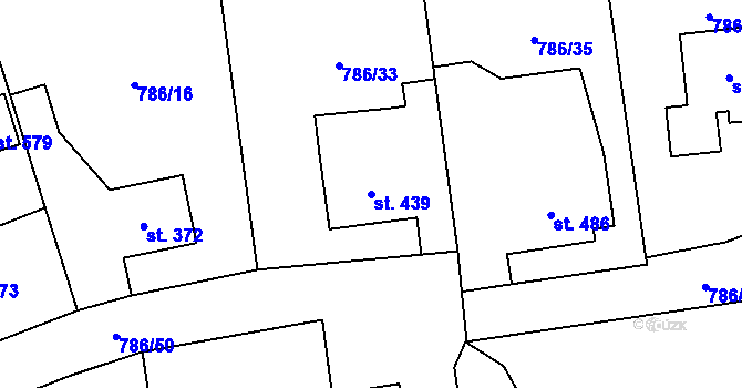 Parcela st. 439 v KÚ Častolovice, Katastrální mapa