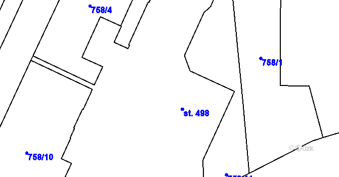 Parcela st. 498 v KÚ Častolovice, Katastrální mapa