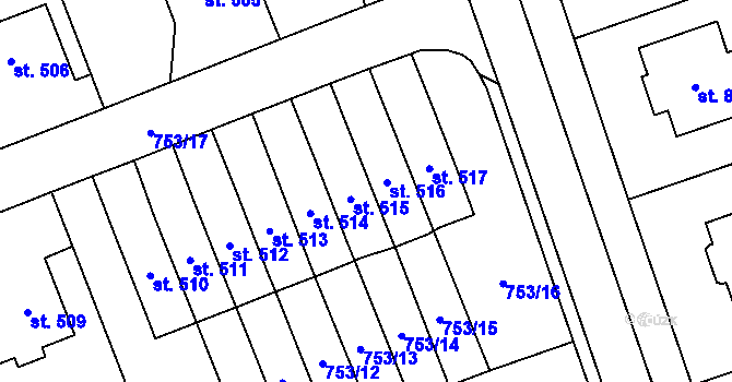 Parcela st. 516 v KÚ Častolovice, Katastrální mapa