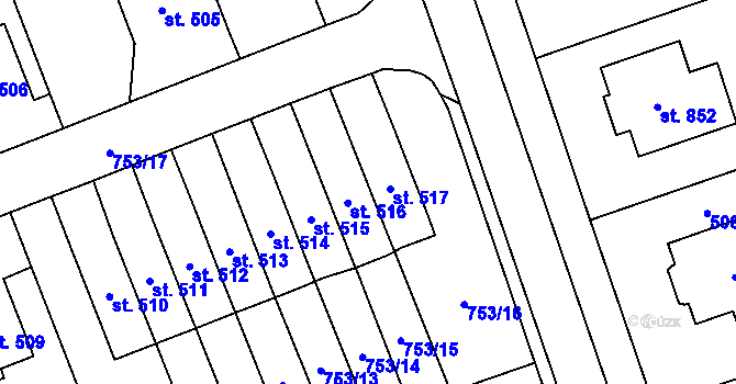 Parcela st. 517 v KÚ Častolovice, Katastrální mapa