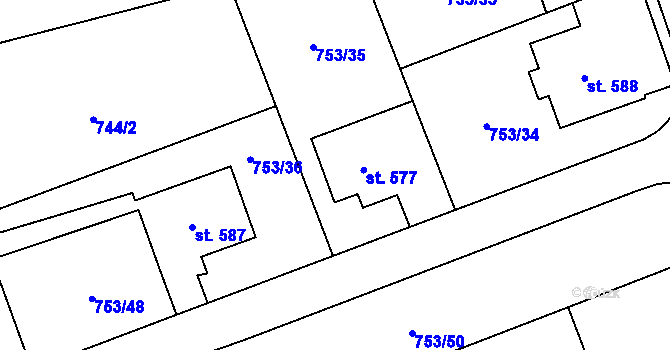 Parcela st. 577 v KÚ Častolovice, Katastrální mapa