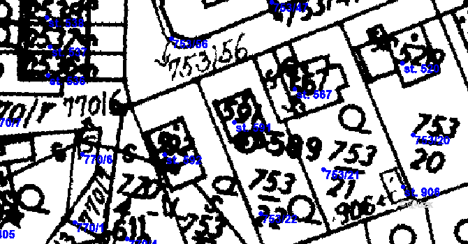 Parcela st. 591 v KÚ Častolovice, Katastrální mapa