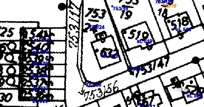 Parcela st. 632 v KÚ Častolovice, Katastrální mapa