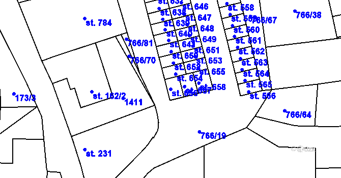 Parcela st. 656 v KÚ Častolovice, Katastrální mapa
